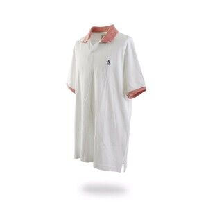 Original Penguin Brand Men's Polo White Shirt With Red/white Striped Collar 2xl